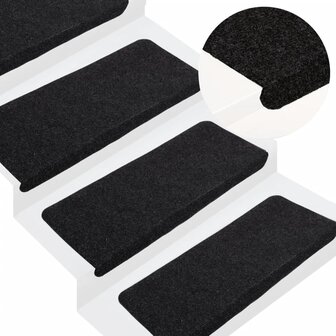 Trapmatten zelfklevend 15 st 65x24,5x3,5 cm zwart 1