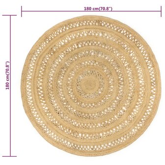 Vloerkleed handgemaakt 180 cm gevlochten jute 6