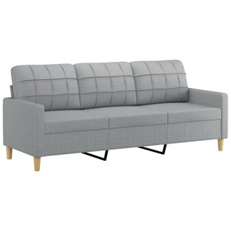 Driezitsbank 180 cm stof lichtgrijs 2