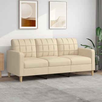 Driezitsbank 180 cm stof cr&egrave;mekleurig 1