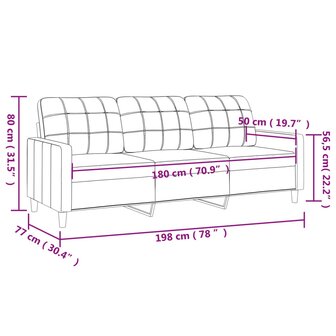 Driezitsbank 180 cm stof cr&egrave;mekleurig 8