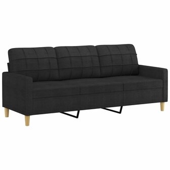 Driezitsbank 180 cm stof zwart 2