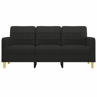 Driezitsbank 180 cm stof zwart 3