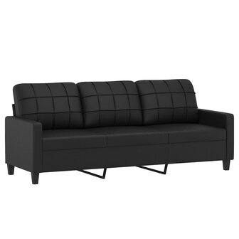 Driezitsbank 180 cm kunstleer zwart 2