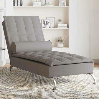 Massage chaise longue met bolster stof taupe 1