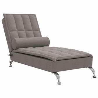 Massage chaise longue met bolster stof taupe 2