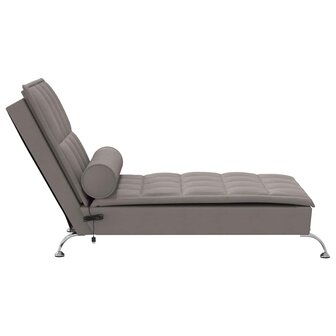 Massage chaise longue met bolster stof taupe 5
