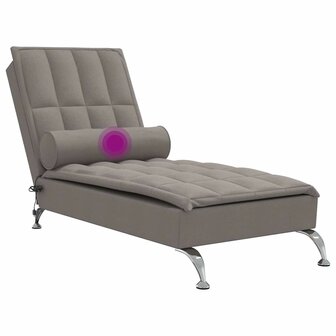 Massage chaise longue met bolster stof taupe 7