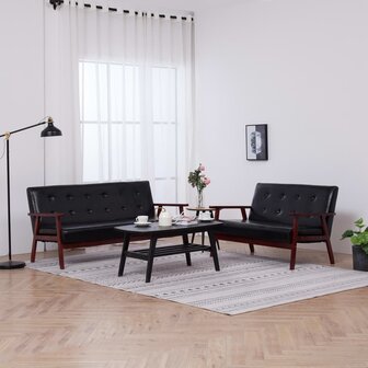 2-delig Bankstel kunstleer zwart 1