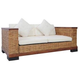 2-delig Bankstel met kussens natuurlijk rattan bruin 7