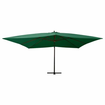 Zweefparasol met houten paal 400x300 cm groen 2