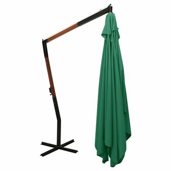 Zweefparasol met houten paal 400x300 cm groen 4