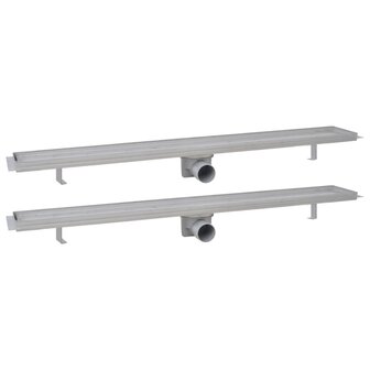 Doucheafvoer 2 st rechthoekig 930x140 mm roestvrij staal 2