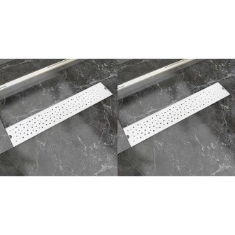 Doucheafvoer 2 st rechthoekig bubbel 630x140 mm roestvrij staal 1