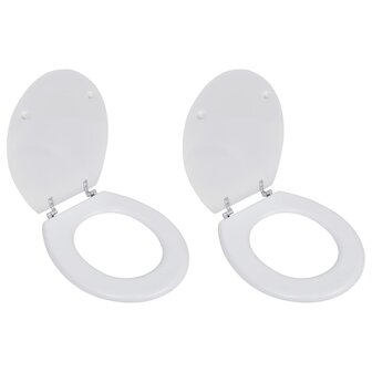 Toiletbrillen met deksels 2 st MDF wit 1