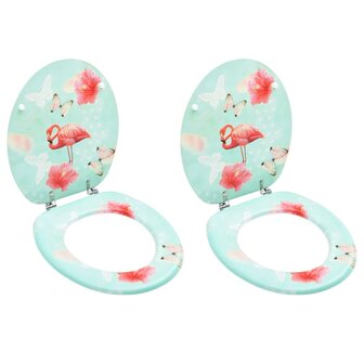Toiletbrillen met deksel 2 st flamingo MDF 1