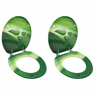 Toiletbrillen met deksel 2 st waterdruppel MDF groen 1