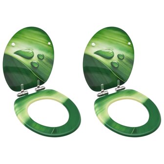 Toiletbrillen met soft-close deksel 2 st waterdruppel MDF groen 1