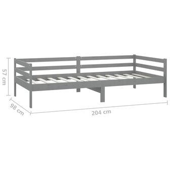 Slaapbank massief grenenhout grijs 90x200 cm 8