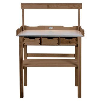 Esschert Design Oppottafel met lade en rek bruin 1