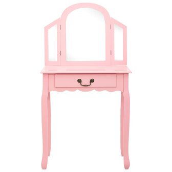 Kaptafel met kruk 65x36x128 cm paulowniahout MDF roze 3