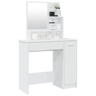Kaptafel met spiegel 86,5x35x136 cm hoogglans wit 4