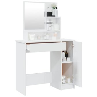 Kaptafel met spiegel 86,5x35x136 cm hoogglans wit 5