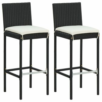 3-delige Tuinbarset met kussens poly rattan zwart 6