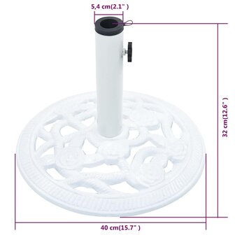Parasolvoet 9 kg 40 cm gietijzer wit 9