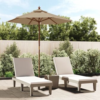 Parasol met houten paal 196x231 cm taupe 1