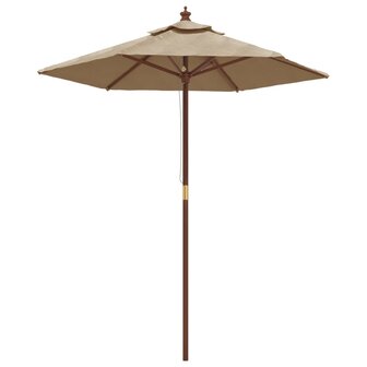 Parasol met houten paal 196x231 cm taupe 2