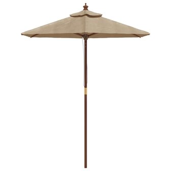 Parasol met houten paal 196x231 cm taupe 3
