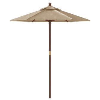 Parasol met houten paal 196x231 cm taupe 4