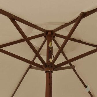 Parasol met houten paal 196x231 cm taupe 6