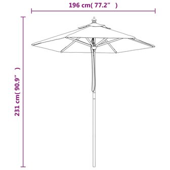 Parasol met houten paal 196x231 cm taupe 8