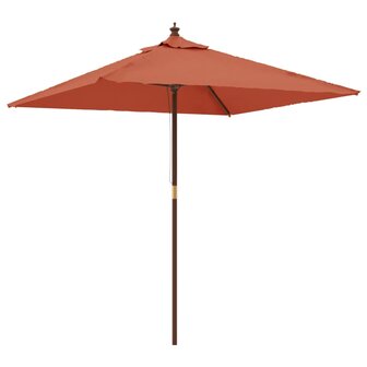 Parasol met houten paal 198x198x231 cm terracottakleurig 2
