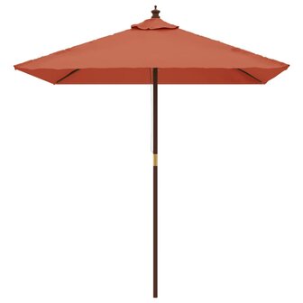 Parasol met houten paal 198x198x231 cm terracottakleurig 3