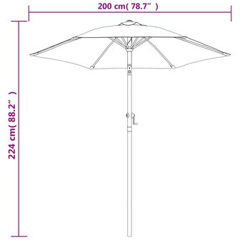 Parasol 200x224 cm aluminium antraciet 8