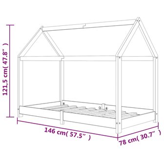 Kinderbedframe massief grenenhout wit 70x140 cm 8