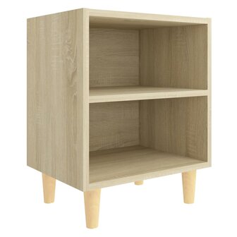 Nachtkastje met houten poten 40x30x50 cm sonoma eikenkleurig 2