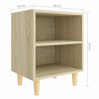 Nachtkastje met houten poten 40x30x50 cm sonoma eikenkleurig 6