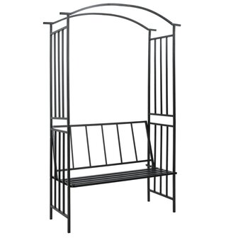 Tuinboog met bank 128x50x207 cm ijzer zwart  1