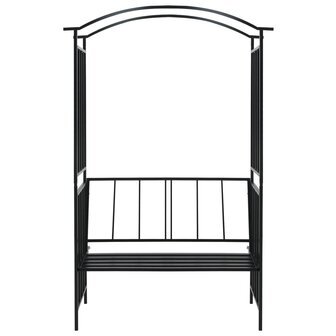 Tuinboog met bank 128x50x207 cm ijzer zwart  2