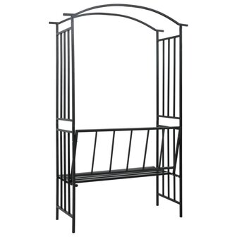 Tuinboog met bank 128x50x207 cm ijzer zwart  4