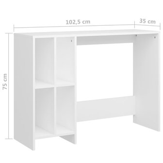 Bureau 102,5x35x75 cm bewerkt hout wit 6