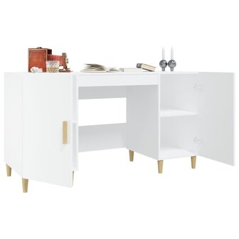Bureau 140x50x75 cm bewerkt hout wit 4