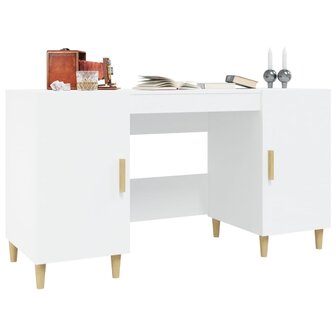 Bureau 140x50x75 cm bewerkt hout wit 5