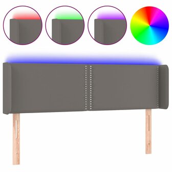 Hoofdbord LED 147x16x78/88 cm kunstleer grijs 2