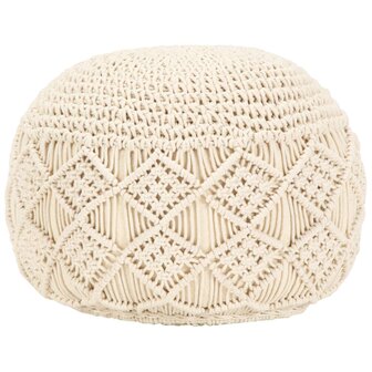 Poef macram&eacute; handgemaakt 45x30 cm katoen 1