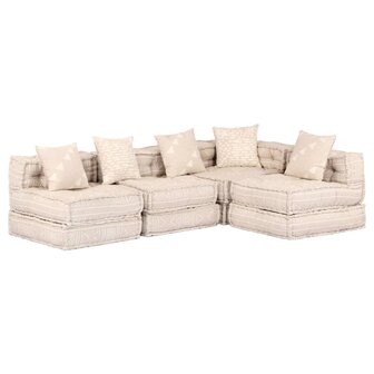 Poef vierzits modulair stof beige 1